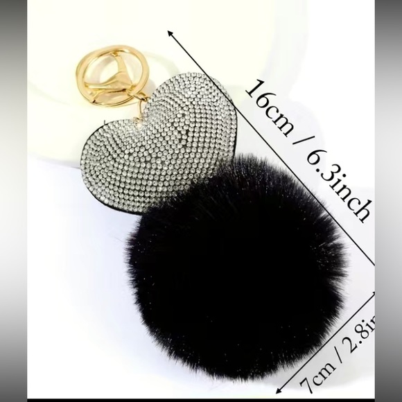 Rhinestone heart bag charm in keychain new - Picture 4 of 4